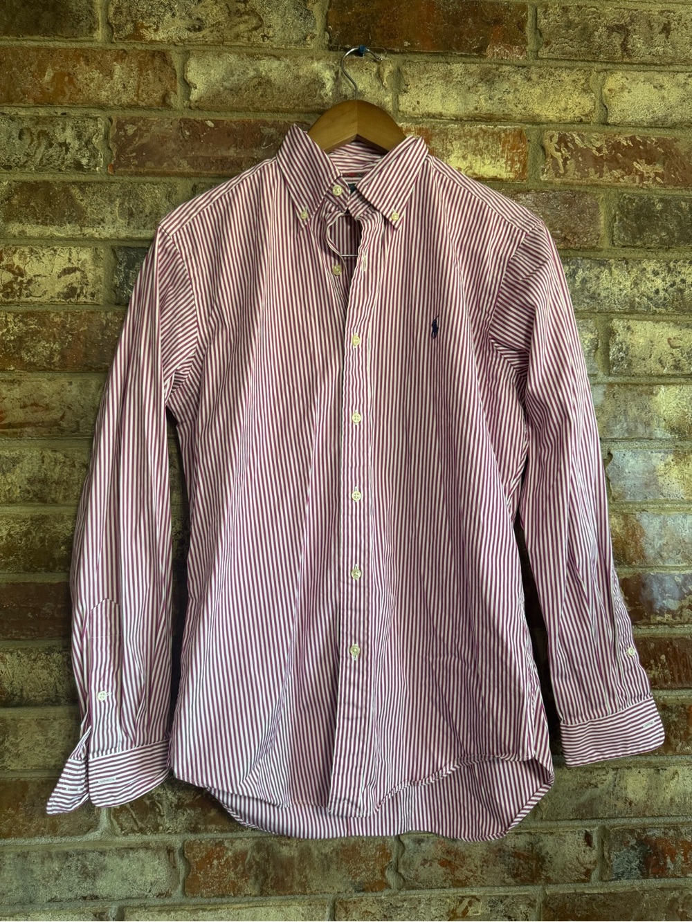 Ralph Lauren Pink and White Striped Button-Down Shirt
